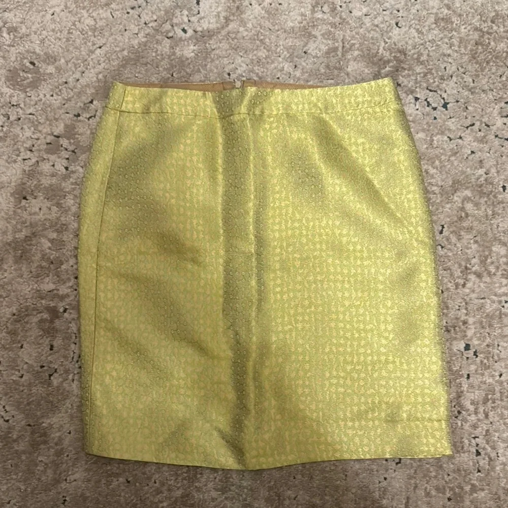 J. Crew Gold and Green Mini Skirt McBling - Size 8 - Picture 1 of 5